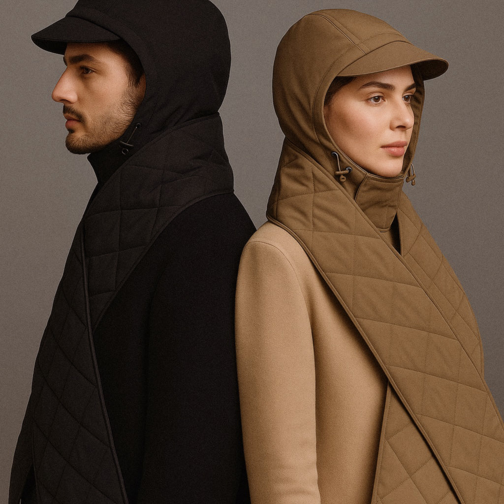 RainWrap Noir – Écharpe capuche imperméable élégante | RAINPOP — taupe